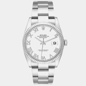 Rolex Datejust Steel White Gold Roman Dial Men's Watch 126334 41 mm