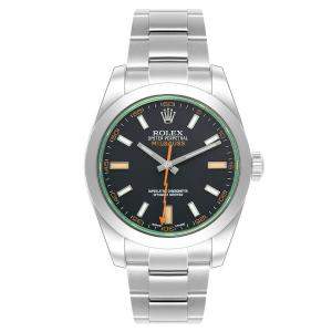 Rolex Milgauss Black Dial Green Crystal Steel Men's Watch 40.0 mm