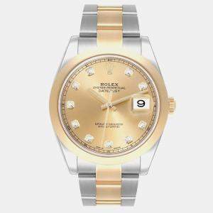 Rolex Datejust Steel Yellow Gold Diamond Dial Men's Watch 41.0 mm