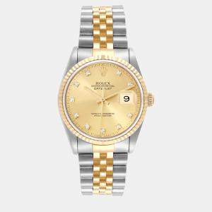 Rolex Datejust Steel Yellow Gold Diamond Dial Men's Watch 36.0 mm