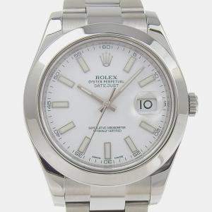 Rolex White Stainless Steel Datejust II 116300 Automatic Men's Wristwatch 41 mm