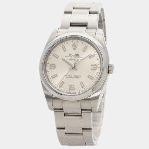 Rolex Silver Stainless Steel Air-King 114200 Automatic Men's Wristwatch 34 mm