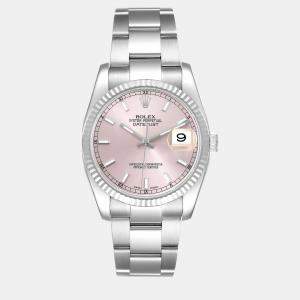 Rolex Datejust Steel White Gold Pink Dial Men's Watch 36.0 mm