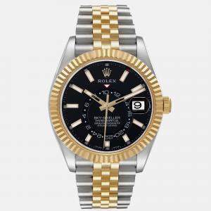 Rolex Sky Dweller Steel Yellow Gold Black Dial Mens Watch 326933  