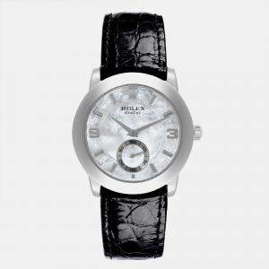 Rolex Cellini Cellinium Platinum Mother of Pearl Dial Men's Watch 5240 35 mm