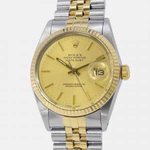 Rolex Stainless Steel 18K Yellow Gold Champagne Dial Datejust 36 mm