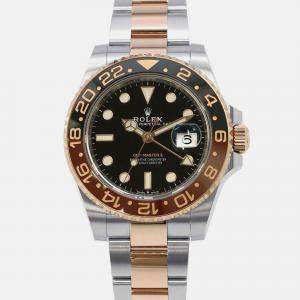 Rolex Black 18K Rose Gold Stainless Steel GMT Master II Automatic Men's Wristwatch 41 mm