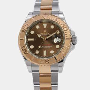 Rolex Brown 18k Rose Gold Stainless Steel Yacht-Master 126621 Automatic Men's Wristwatch 40 mm