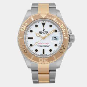 Rolex White 18k Yellow Gold Stainless Steel Yacht-Master 16623 Automatic Men's Wristwatch 40 mm
