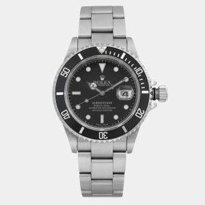 Rolex Black Stainless Steel Submariner 16610 Automatic Men's Wristwatch 40mm
