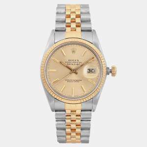 Rolex Champagne 18K Yellow Gold Stainless Steel Datejust 16013 Automatic Men's Wristwatch 36 mm