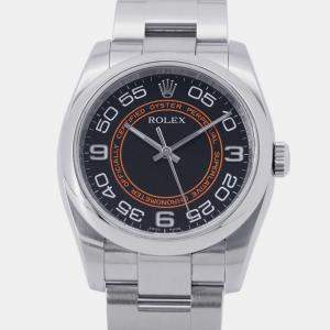 Rolex Black Stainless Steel Oyster Perpetual 116000 Automatic Men's Wristwatch 36 mm