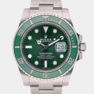 Rolex Green Stainless Steel Submariner Automatic Men's Wristwatch 40 mm