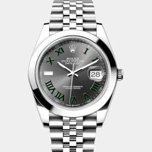 Rolex Slate Stainless Steel Datejust Automatic Men's Wristwatch 41 mm