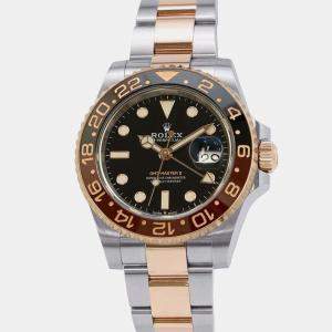 Rolex Black 18k Rose Gold Stainless Steel GMT-Master II Automatic Men's Wristwatch 40 mm
