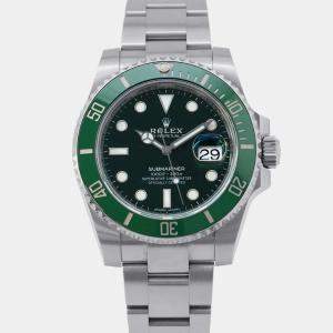 Rolex Green Stainless Steel Submariner Automatic Men's Wristwatch 40 mm