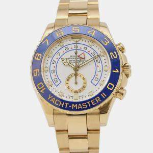 Rolex White 18K Yellow Gold Yacht-Master II Automatic Men's Wristwatch 44 mm