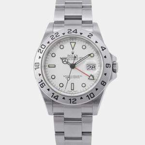 Rolex White Stainless Steel Explorer II 16570 Automatic Men's Wristwatch 40 mm