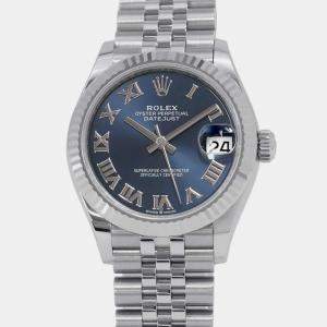 Rolex Blue 18k White Gold Stainless Steel Datejust 278274 Automatic Men's Wristwatch 31 mm
