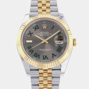 Rolex Grey 18k Yellow Gold Stainless Steel Datejust 126333 Automatic Men's Wristwatch 41mm
