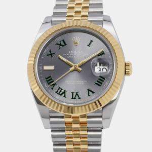 Rolex Grey 18k Yellow Gold Stainless Steel Datejust 126333 Automatic Men's Wristwatch 41mm