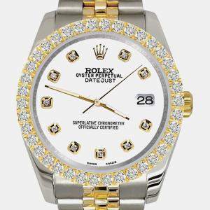 Rolex Custom White 3.05ct Diamonds 18K Yellow Gold Stainless Steel Datejust 116233 Automatic Men's Wristwatch 36mm