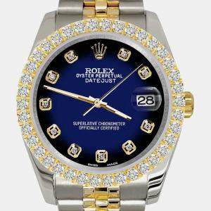 Rolex Custom Blue Vignette 3.05ct Diamonds 18K Yellow Gold Stainless Steel Datejust 116233 Automatic Men's Wristwatch 36mm