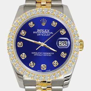 Rolex Custom Navy Blue  3.05ct Diamonds 18K Yellow Gold Stainless Steel Datejust 116233 Automatic Men's Wristwatch 36mm