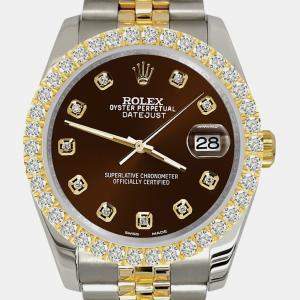 Rolex Custom Chocolate  3.05ct Diamonds 18K Yellow Gold Stainless Steel Datejust 116233 Automatic Men's Wristwatch 36mm