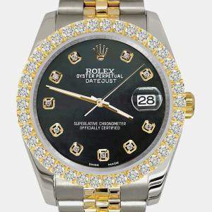 Rolex Custom Black 3.05ct Diamonds 18K Yellow Gold Stainless Steel Datejust 116233 Automatic Men's Wristwatch 36mm