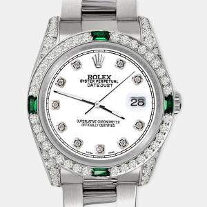 Rolex Custom White 2.5CT Diamond Stainless Steel Datejust 116200 Automatic Men's Wristwatch 36mm