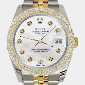 Rolex Custom White MOP 3.05CT Diamond 18K Yellow Gold Stainless Steel Datejust 116233 Automatic Men's Wristwatch 36mm