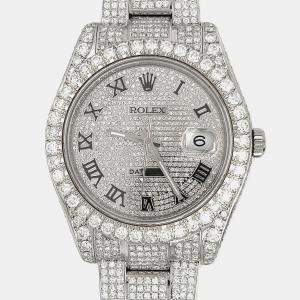 Rolex Custom  Diamond Stainless Steel Datejust II 116300 Automatic Men's Wristwatch 41mm