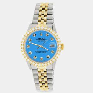 Rolex Custom Blue 3.05CT Diamond 18K Yellow Gold Stainless Steel Datejust  Automatic Men's Wristwatch 36mm