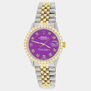 Rolex Custom Sangria 3.05CT Diamond 18K Yellow Gold Stainless Steel Datejust  Automatic Men's Wristwatch 36mm