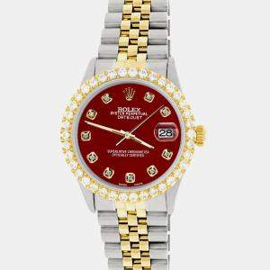 Rolex Custom Imperial Red 3.05CT Diamond 18K Yellow Gold Stainless Steel Datejust  Automatic Men's Wristwatch 36mm