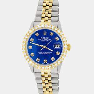 Rolex Custom Royal Blue MOP 3.05CT Diamond 18K Yellow Gold Stainless Steel Datejust  Automatic Men's Wristwatch 36mm