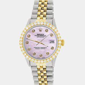 Rolex Custom Pink Pearl 3.05CT Diamond 18K Yellow Gold Stainless Steel Datejust  Automatic Men's Wristwatch 36mm