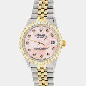 Rolex Custom Royal Pink MOP 3.05CT Diamond 18K Yellow Gold Stainless Steel Datejust  Automatic Men's Wristwatch 36mm