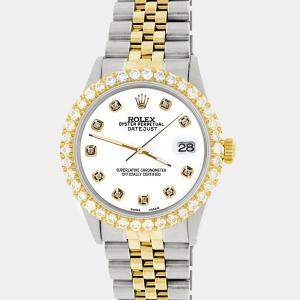 Rolex Custom White 3.05CT Diamond 18K Yellow Gold Stainless Steel Datejust  Automatic Men's Wristwatch 36mm