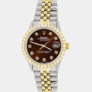 Rolex Custom Chocolate 3.05CT Diamond 18K Yellow Gold Stainless Steel Datejust  Automatic Men's Wristwatch 36mm