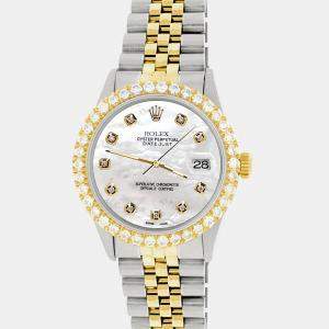 Rolex Custom White MOP 3.05CT Diamond 18K Yellow Gold Stainless Steel Datejust  Automatic Men's Wristwatch 36mm