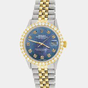 Rolex Custom Black 3.05CT Diamond 18K Yellow Gold Stainless Steel Datejust  Automatic Men's Wristwatch 36mm