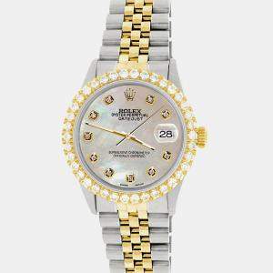Rolex Custom Champagne MOP 3.05CT Diamond 18K Yellow Gold Stainless Steel Datejust  Automatic Men's Wristwatch 36mm