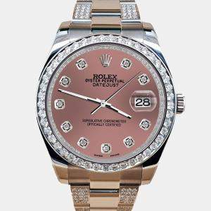 Rolex Custom Salmon 5ct Diamond Stainless Steel Datejust II 116300 Automatic Men's Wristwatch 41 mm