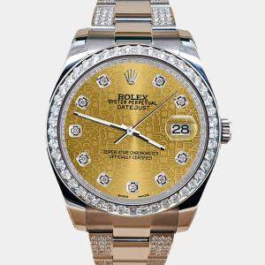 Rolex Custom Champagne 5ct Diamond Stainless Steel Datejust II 116300 Automatic Men's Wristwatch 41 mm