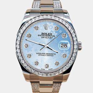 Rolex Custom Blue 5ct Diamond Stainless Steel Datejust II 116300 Automatic Men's Wristwatch 41 mm