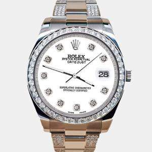 Rolex Custom White 5ct Diamond Stainless Steel Datejust II 116300 Automatic Men's Wristwatch 41 mm