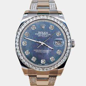 Rolex Custom Black 5ct Diamond Stainless Steel Datejust II 116300 Automatic Men's Wristwatch 41 mm