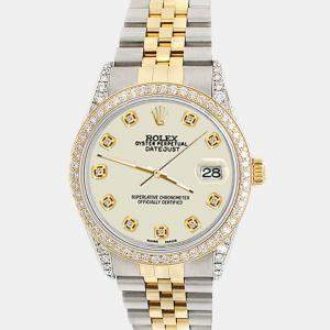 Rolex Custom 1.4ct Diamond 18k Yellow Gold Stainless Steel Datejust Automatic Men's Wristwatch 36 mm